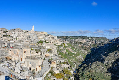 Panoramic view of matera, a city declared world heritage site unesco.