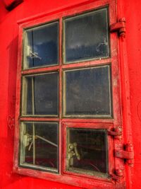 Close up of red window