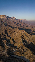 Scenic view of dramatic landscape against clear sky