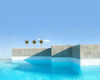 Swimming pool against blue sky