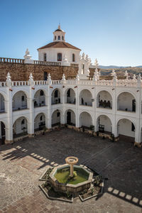 Low angle view of historic building against clear sky