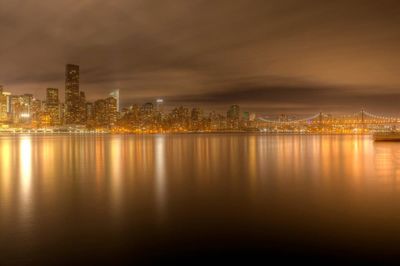 Illuminated cityscape at night