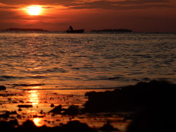 Scenic view of sea during sunset