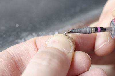 Close-up of woman hand