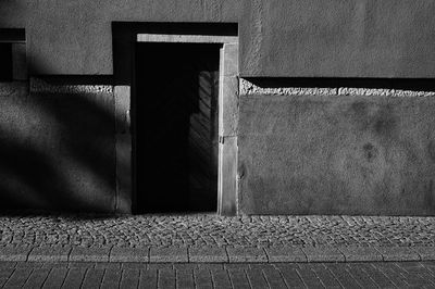 Closed door of building