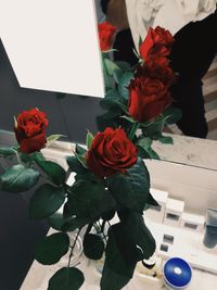 Close-up of rose bouquet on table