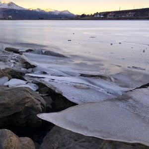 Scenic view of sea during winter