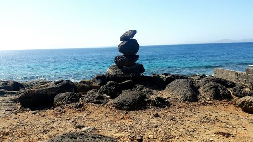 Scenic view of sea against clear sky