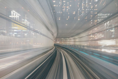 Blurred motion of illuminated railroad tracks