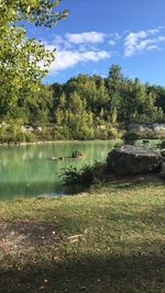 Scenic view of lake against sky