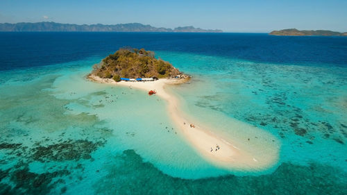 Aerial view beautiful beach on a tropical bulog dos island. philippines.
