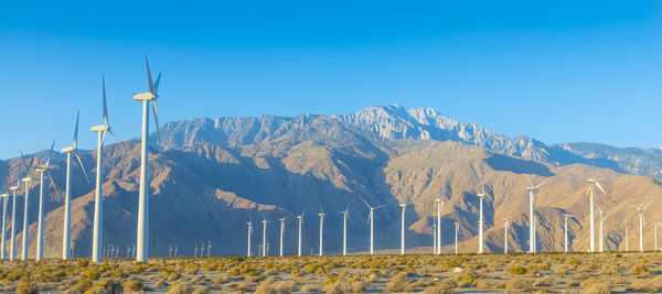 Panoramic view of landscape against clear blue sky