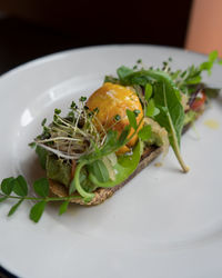 High angle view of meal served in plate