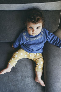 Portrait of cute boy at home