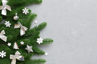 Close-up of christmas decorations on wall