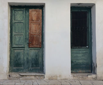 Closed door of old building