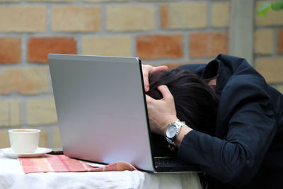 Man working on table