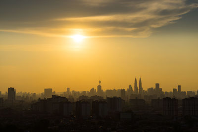 View of city at sunset