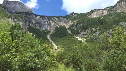 Low angle view of mountains against sky