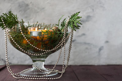 Close-up of wine glass on table