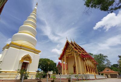 Low angle view of pagoda against sky