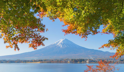 Scenic view of lake during autumn