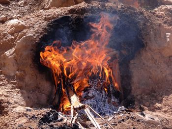 Bonfire on field