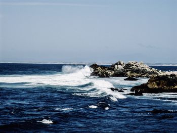 Scenic view of sea against clear sky