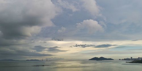 Scenic view of beach against sky during sunset