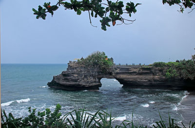 Scenic view of sea against clear sky