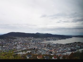 High angle shot of townscape against sky