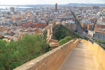 High angle view of buildings in city