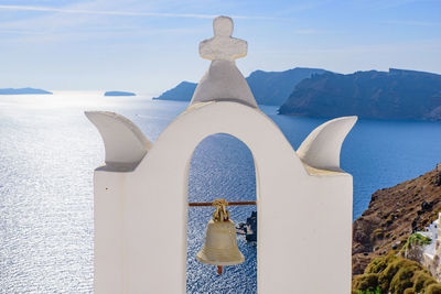 Panoramic view of temple and sea against sky