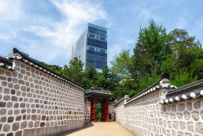 Low angle view of building against sky