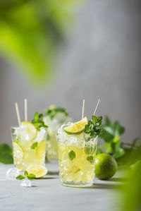 Close-up of drink on glass