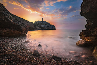 Scenic view of sea against sky during sunset