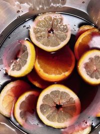 Close-up of lemon slices in plate