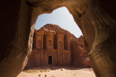 View of old ruins petra monastery