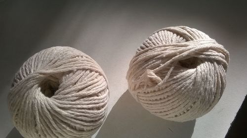 Close-up of wool balls on table