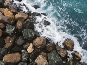 High angle view of sea waves