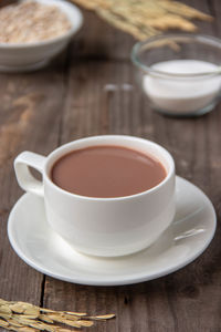 Coffee cup on table