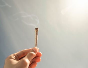 Close-up of hand holding cigarette