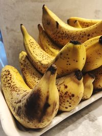 High angle view of yellow fruit on table