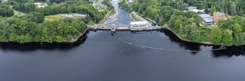 High angle view of bridge over river