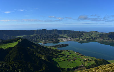 Beautiful views down into sete cidades on sao miguel.