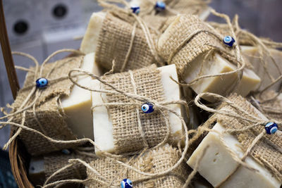 Close-up of teddy bear in basket