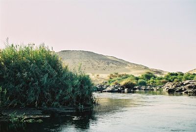 Scenic view of river against clear sky