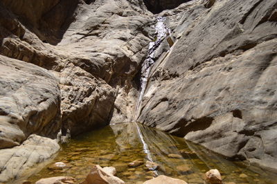 Stream amidst rock formation