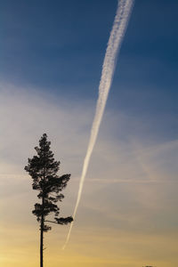 Low angle view of vapor trail against sky