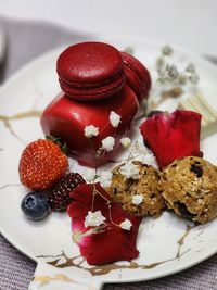 Close-up of dessert in plate on table